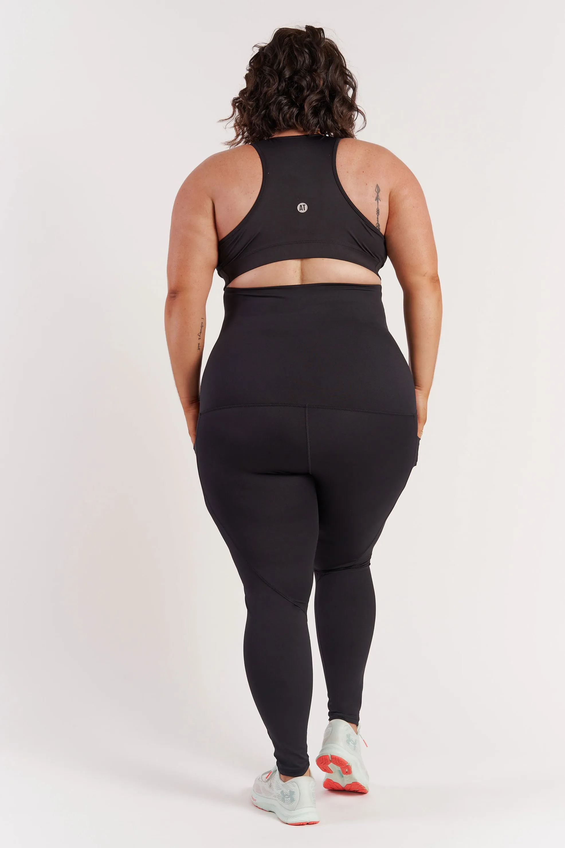 Postpartum Recovery Full Length Leggings with Pockets - Black