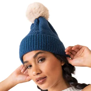 Powder Ingrid Bobble Hat - Navy/Mist