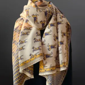 Prancing Pony Equestrian Horse Print Scarf 20"
