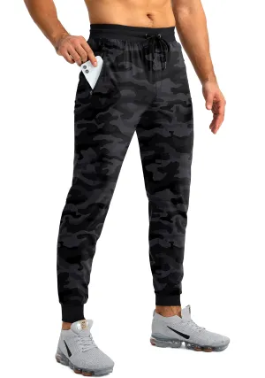 Pudolla Men's Lightweight Jogger Pants Workout Gym Running Pants with Zipper Pockets for Athletic Casual Camouflage