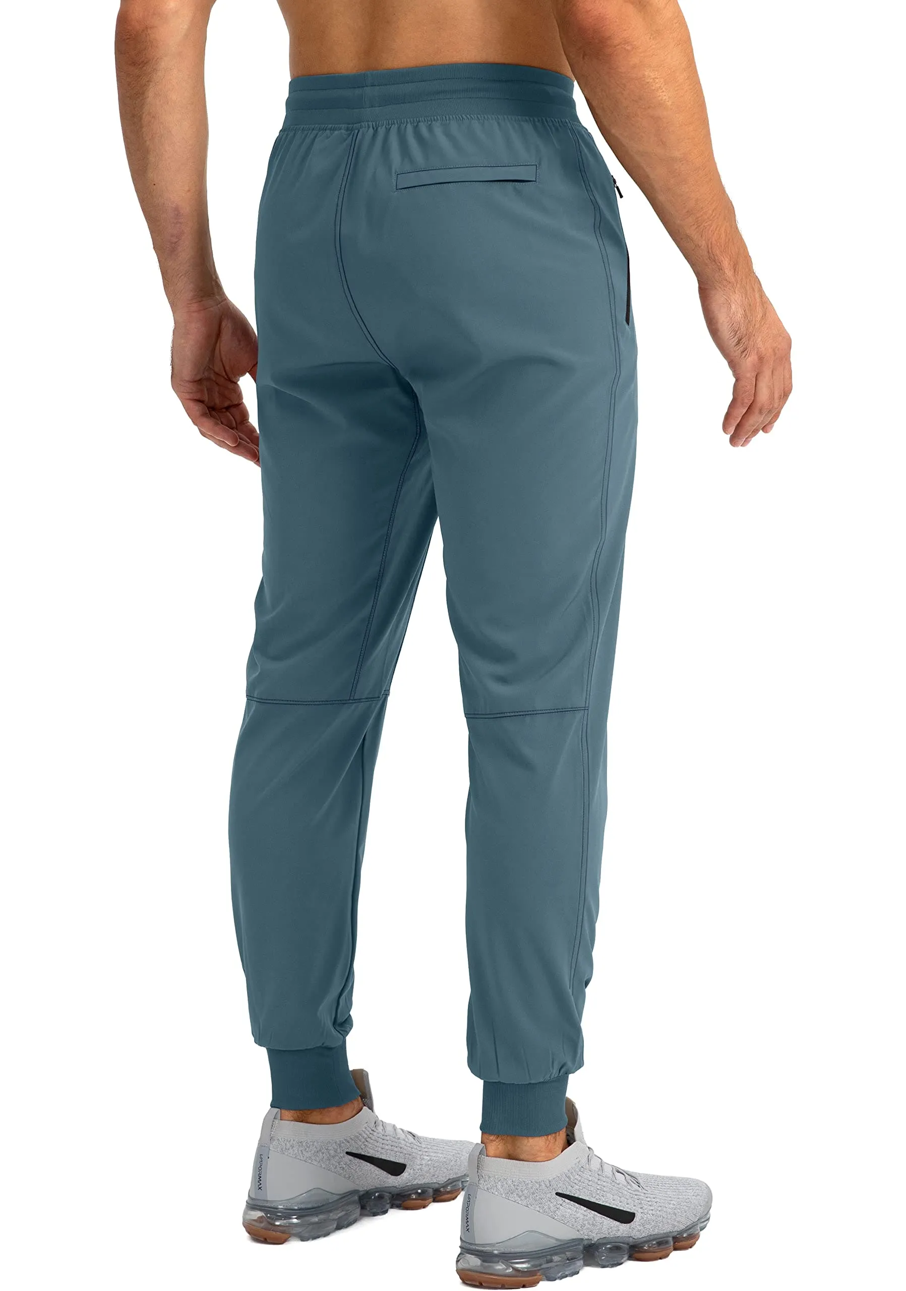 Pudolla Men's Lightweight Jogger Pants Workout Running Tapered Joggers for Men with Zipper Pockets for Athletic Travel Casual(Blue Purple)