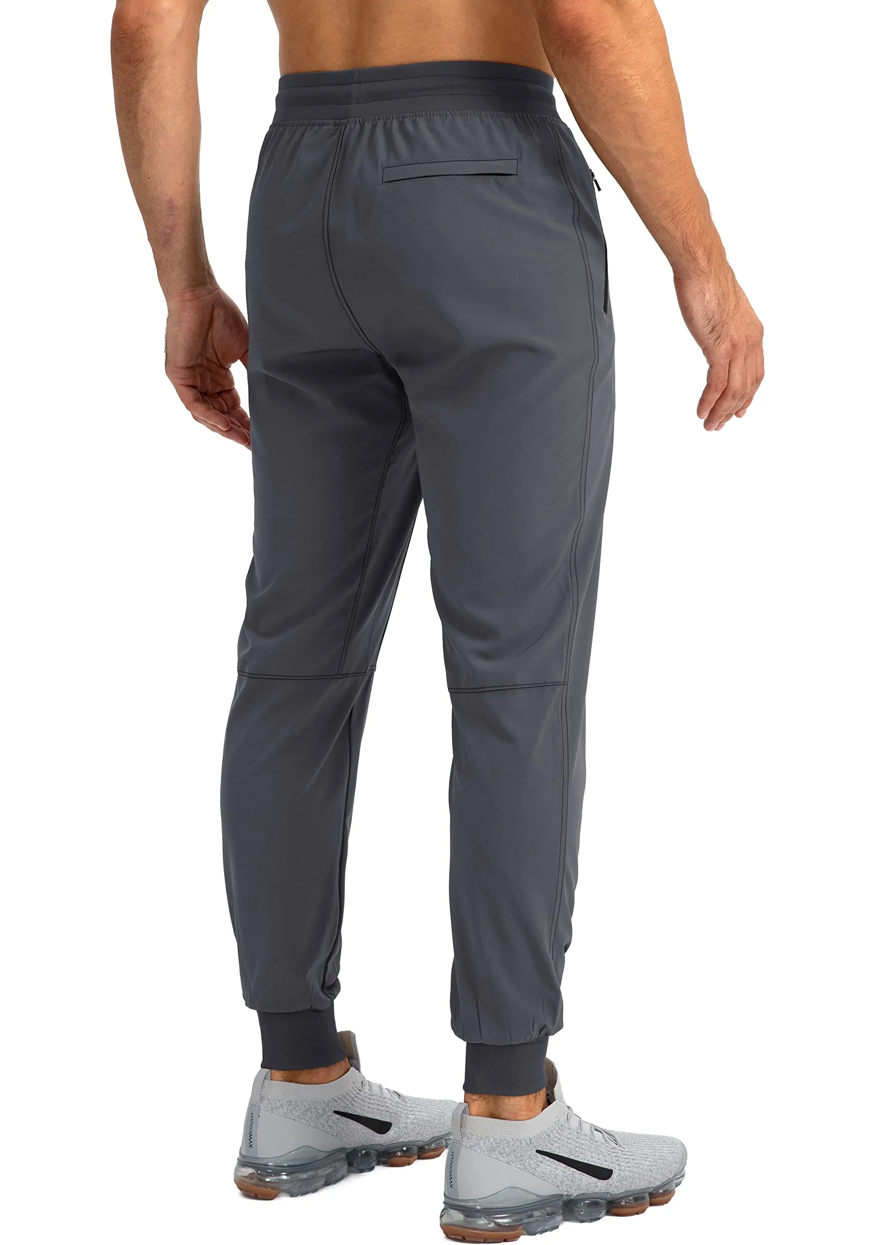 Pudolla Men's Lightweight Jogger Pants Workout Running Tapered Joggers for Men with Zipper Pockets for Athletic Travel Casual(Dark Grey)