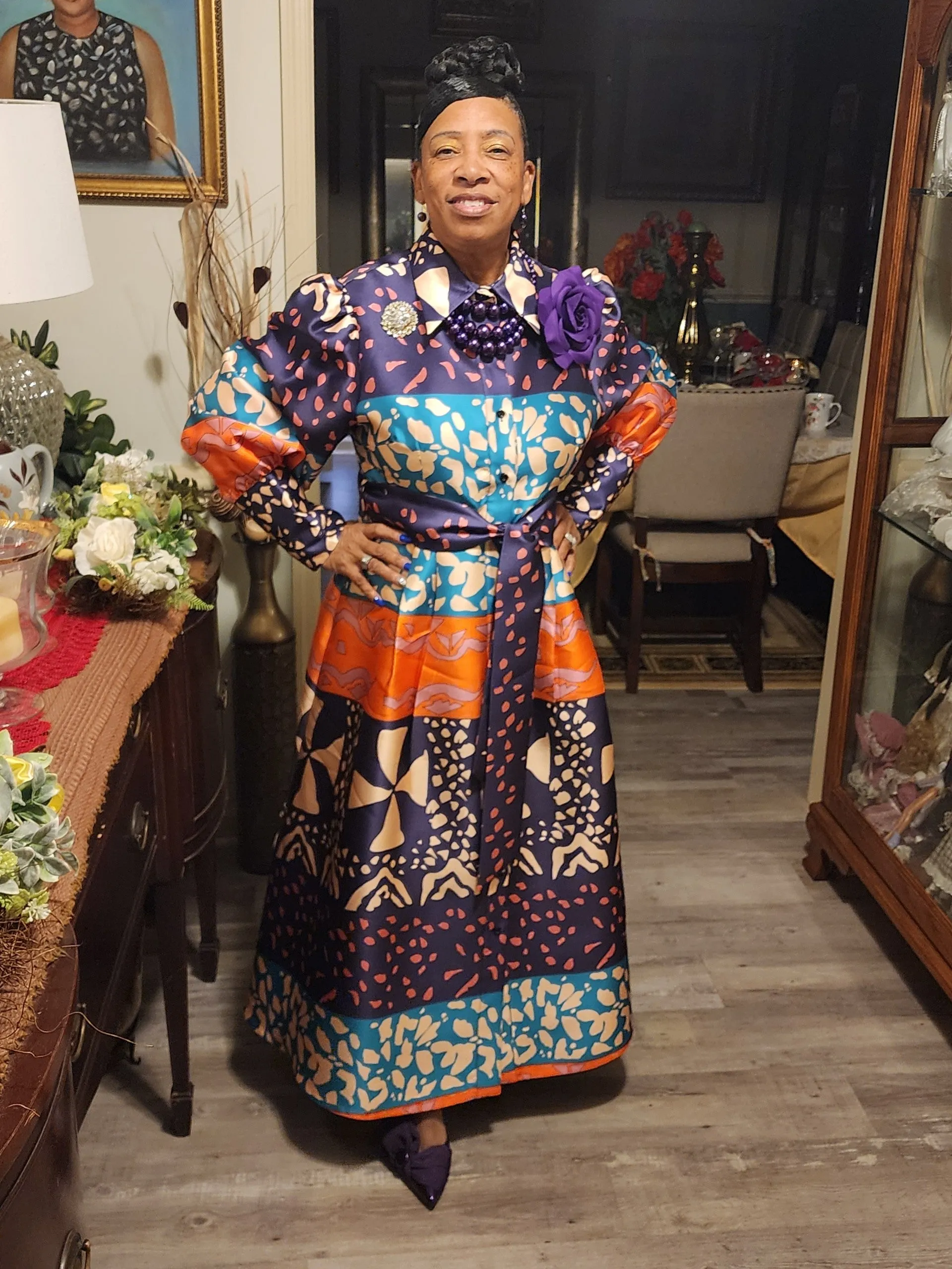 Puff Sleeve Print Dress
