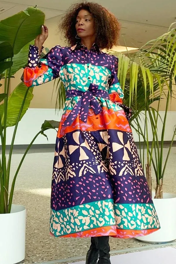 Puff Sleeve Print Dress