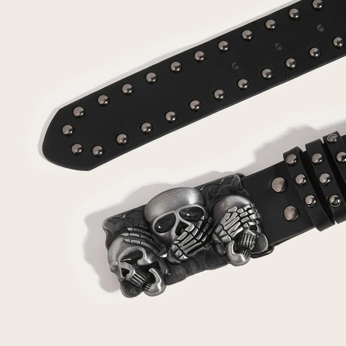 Punk Skull Hand Belt – Gothic Y2K Skeleton Hand Leather Belt with Rivets for Men and Women, Harajuku Halloween Accessories