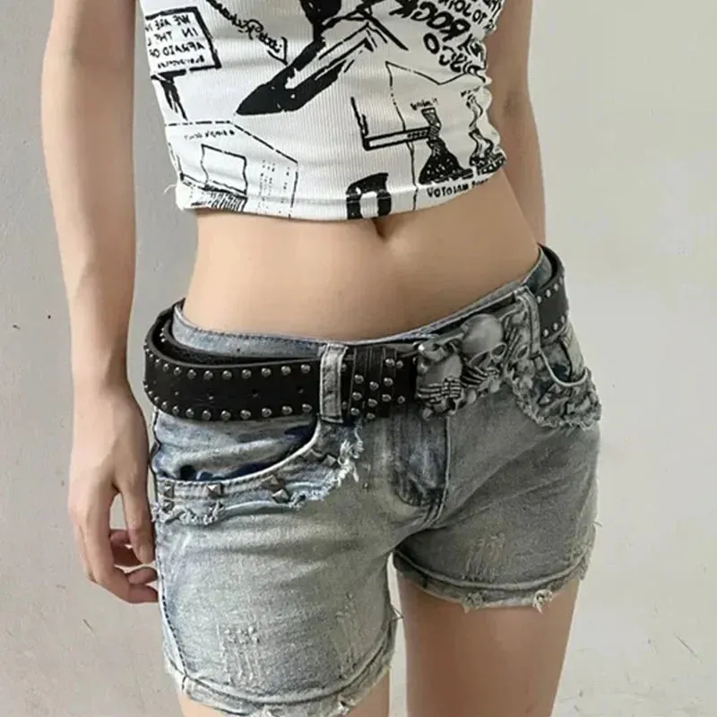 Punk Skull Hand Belt – Gothic Y2K Skeleton Hand Leather Belt with Rivets for Men and Women, Harajuku Halloween Accessories