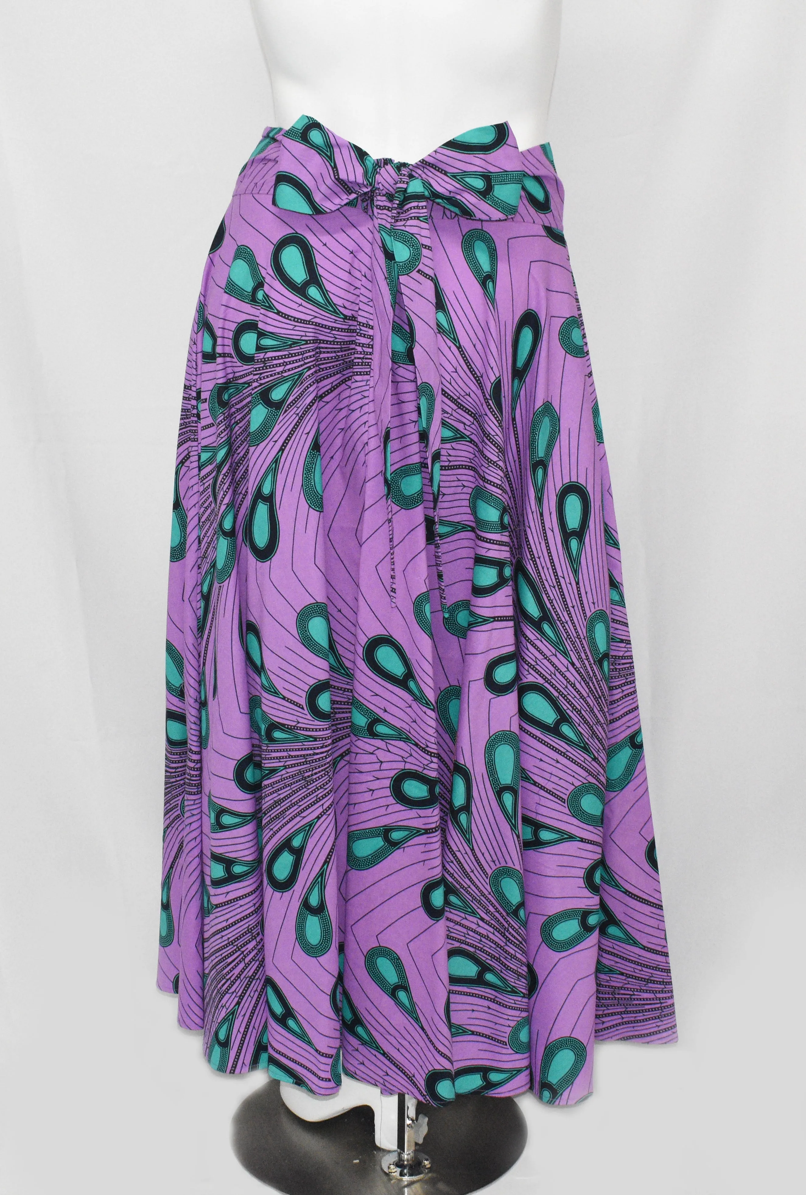 Purple Floor Length Maxi Skirt Dutch Hollandaise Printed Fabric