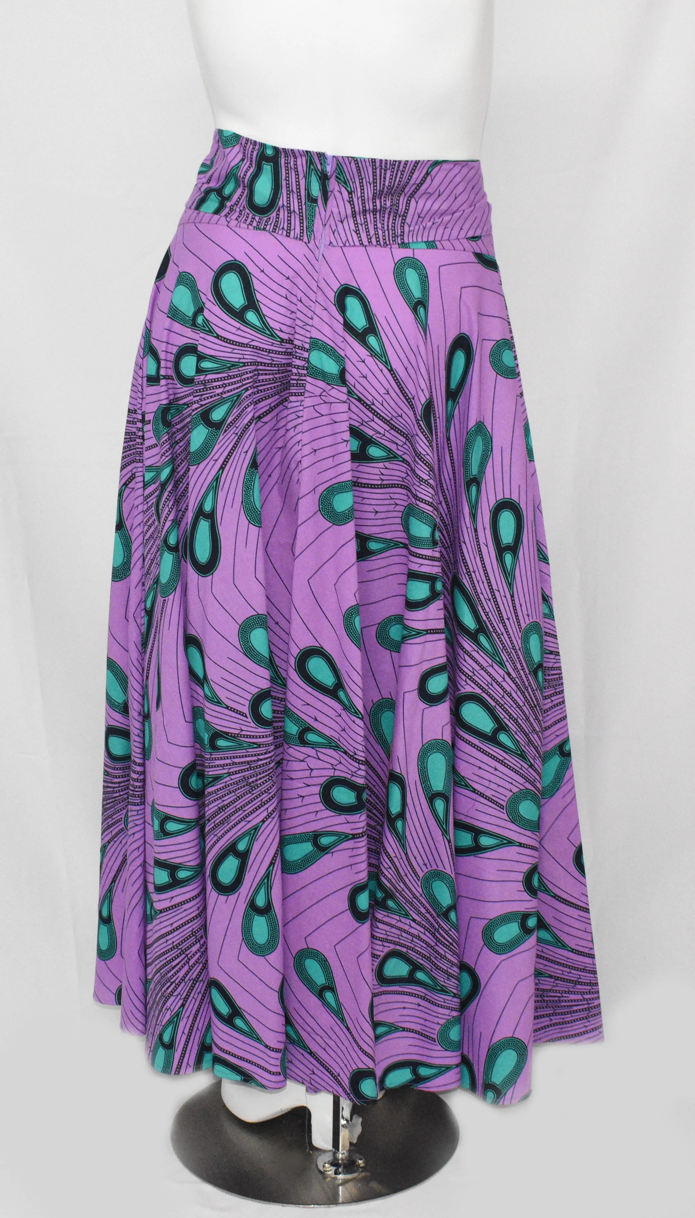 Purple Floor Length Maxi Skirt Dutch Hollandaise Printed Fabric
