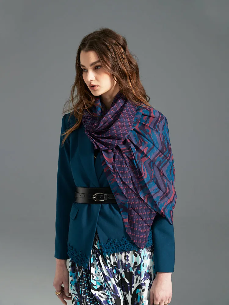 Purple Haze Cinch-Pleated Scarf