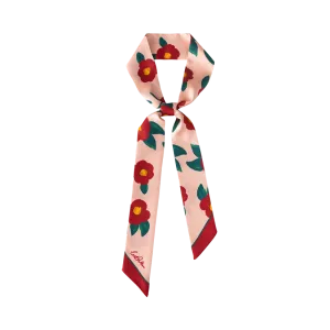 "Camellia" Silk Skinny Scarf - Red & Pink