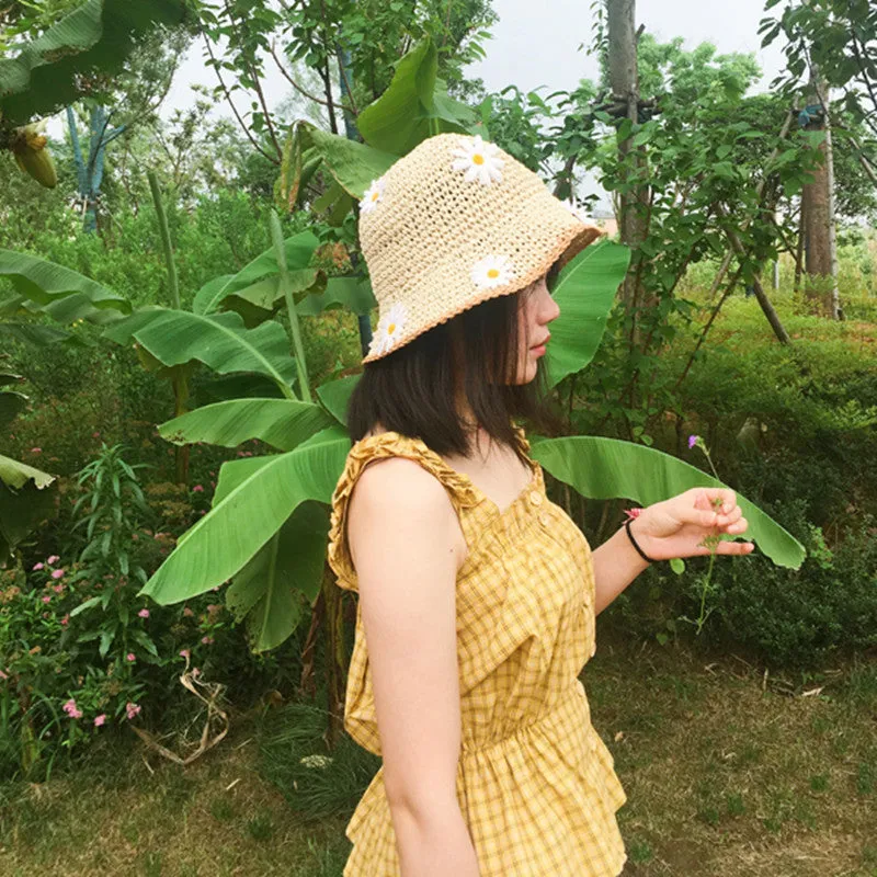 "CHIC DAISY" STRAW HAT FISHERMAN HAT K061416