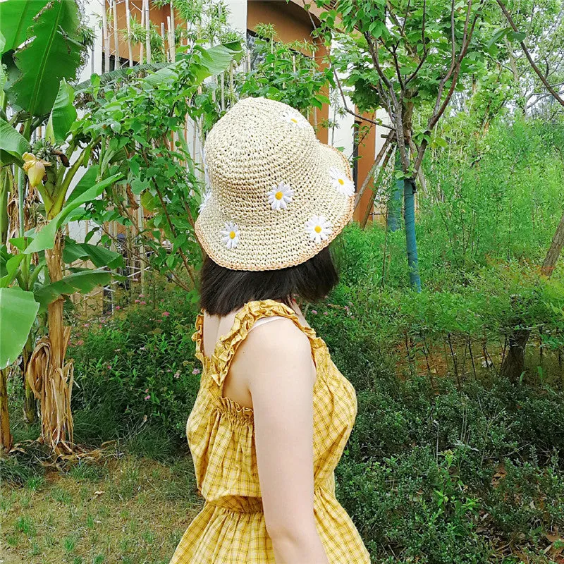 "CHIC DAISY" STRAW HAT FISHERMAN HAT K061416