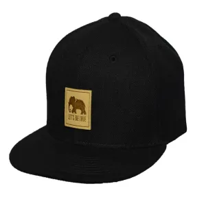 "Let's Be Irie" Elephant Cap - Black Snapback Hat with Microfiber Patch