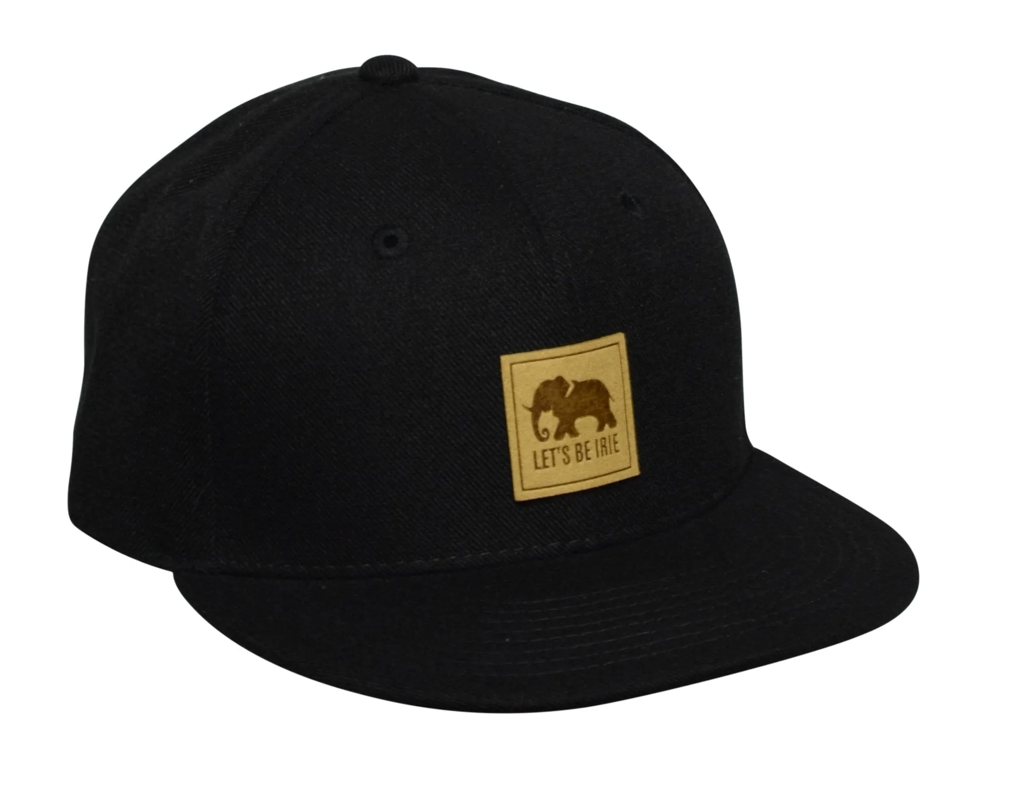 "Let's Be Irie" Elephant Cap - Black Snapback Hat with Microfiber Patch