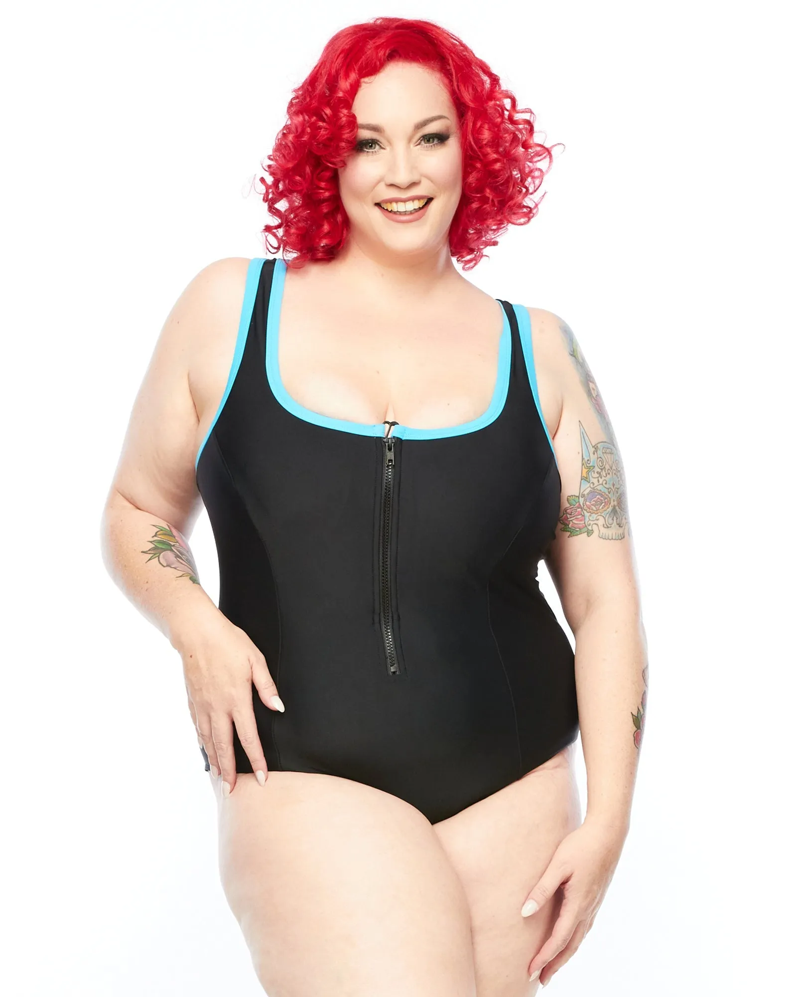 Racer Back Swimsuit Zip (E-G) - Aqua Trim