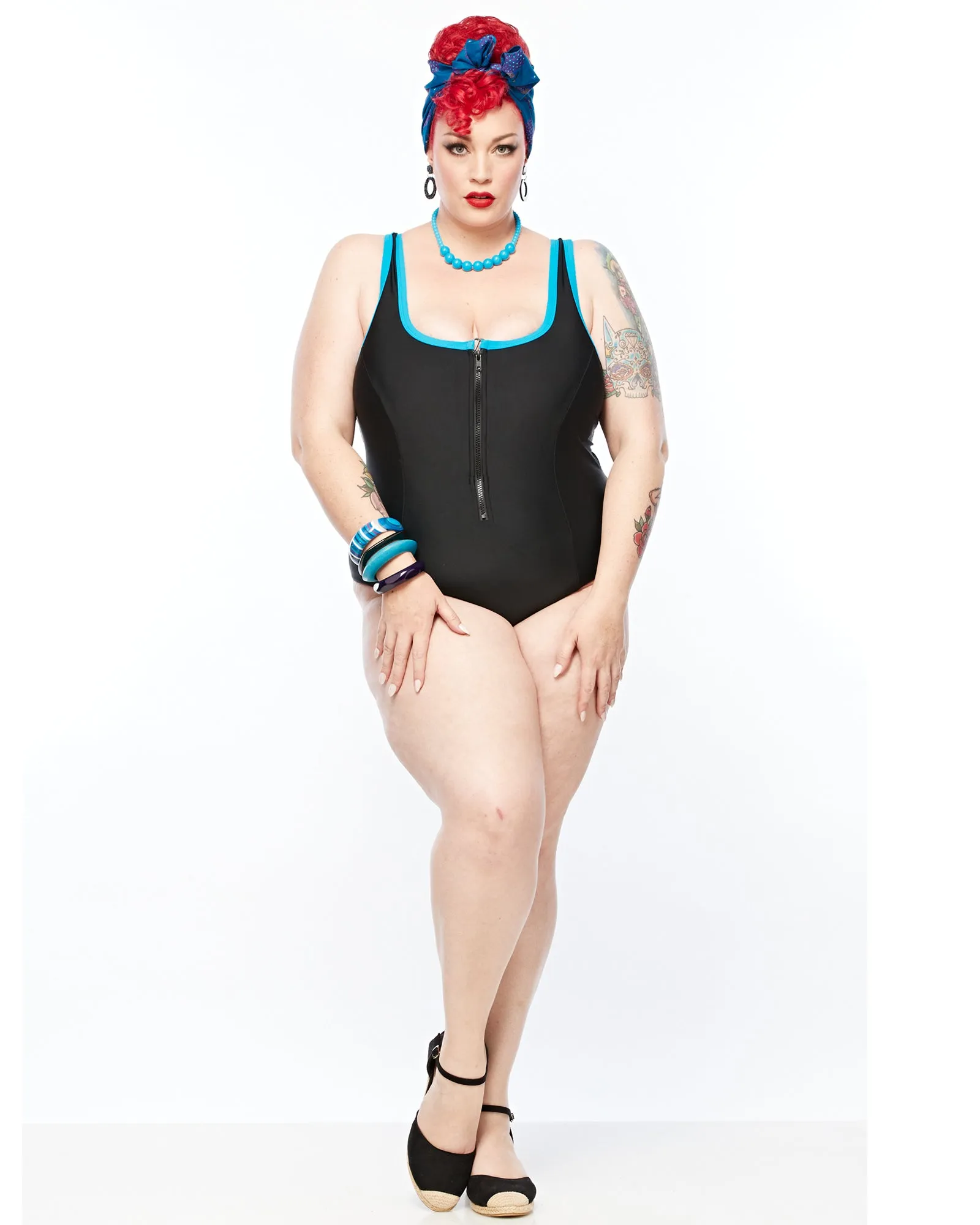 Racer Back Swimsuit Zip (E-G) - Aqua Trim