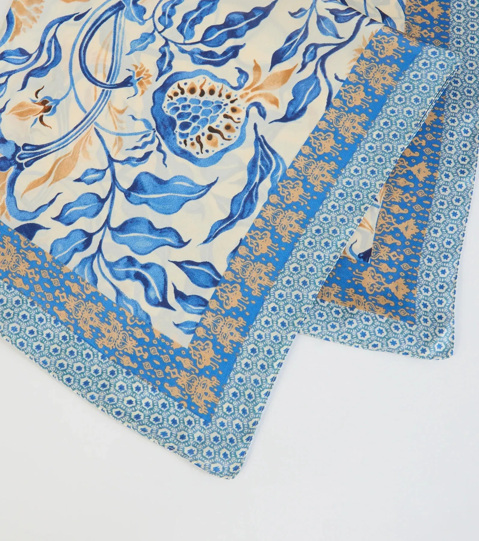 Radiant Accent Floral Boho Satin Scarf