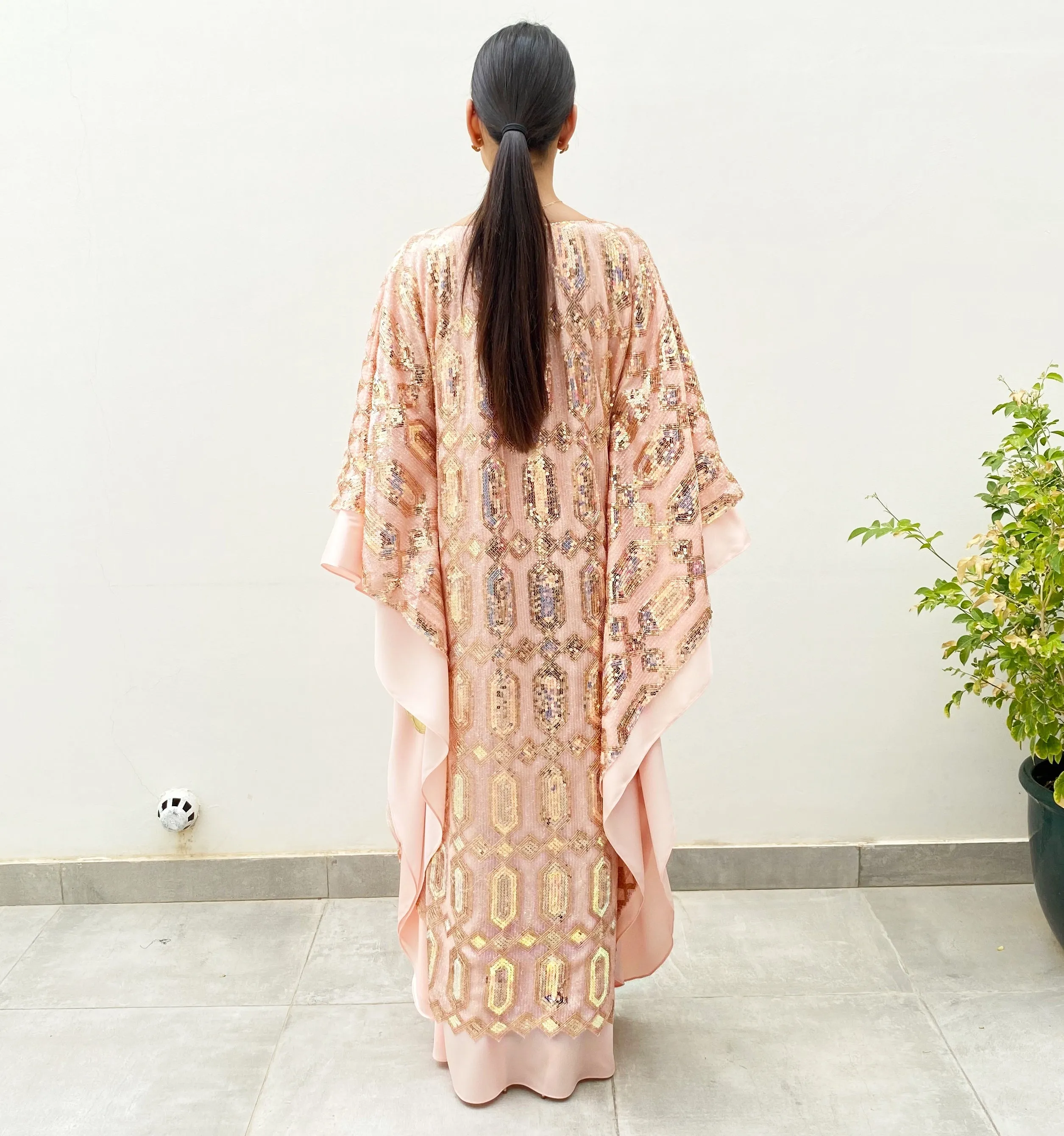 RAM20 PEACH ROSE GOLD SEQUINS KAFTAN