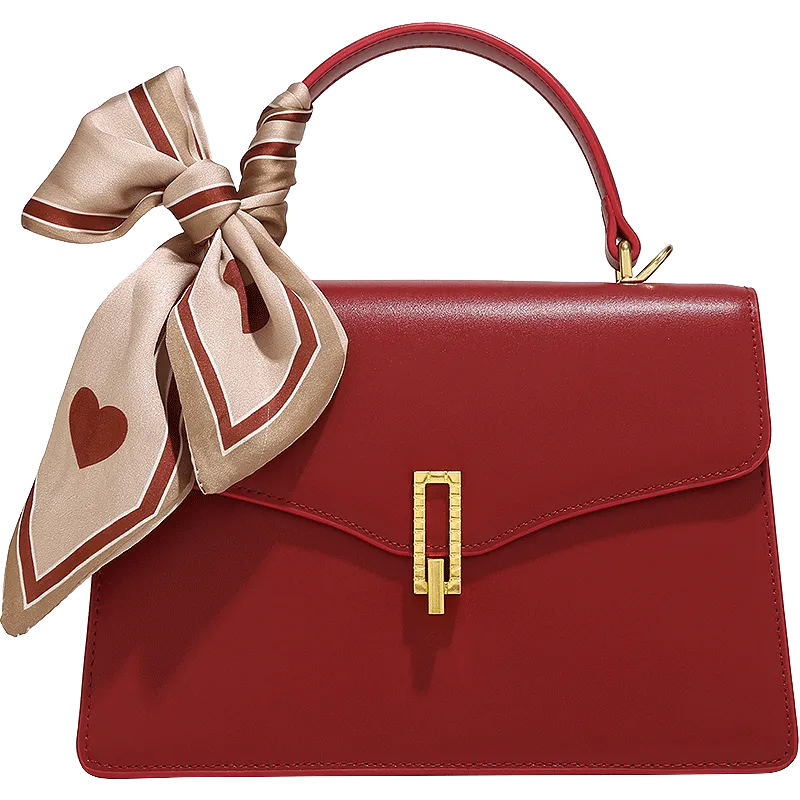 realaiot Scarf Decor Trendy Solid Color Shoulder Bag, Versatile Flap Elegant Crossbody Bag, Women's Fashion Handbag