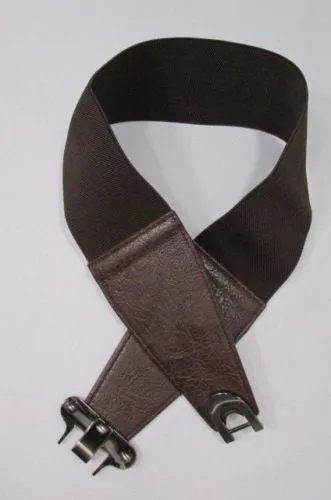 Red Black Gray Dark Brown Faux Leather Elastic Waist Hip Belt Silver Metal Hook Buckle S M