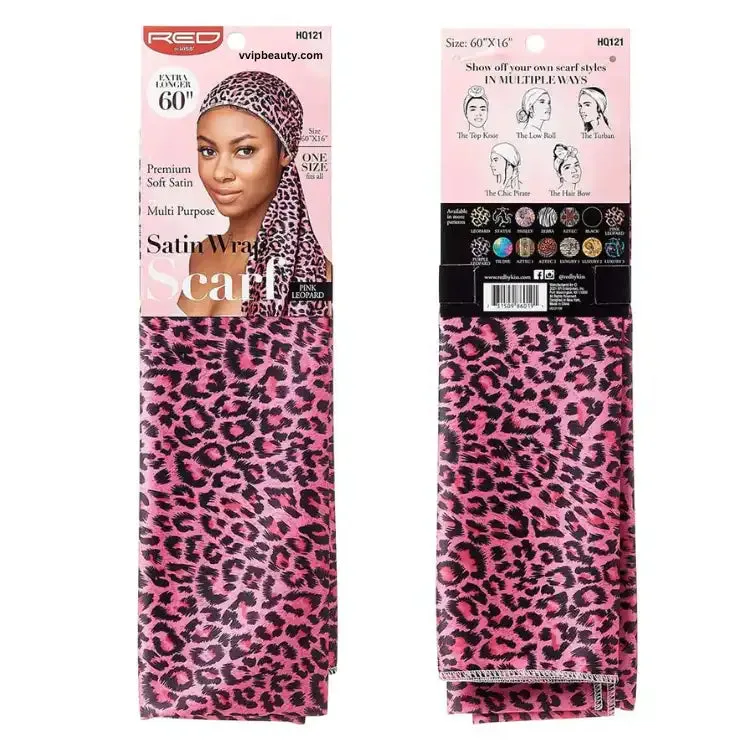 Red by Kiss Satin Wrap Scarf Extra Longer 60" Pink Leopard: Versatile Elegance in Satin