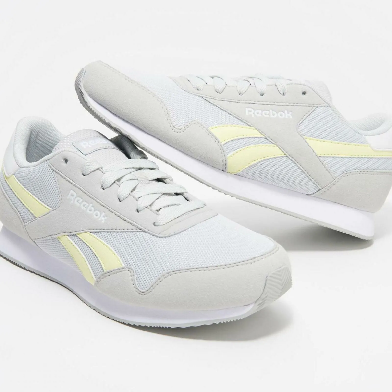 Reebok Women's Classic Lace Up Jogger Sneakers Gray/ Lemon/ White 7-1/2