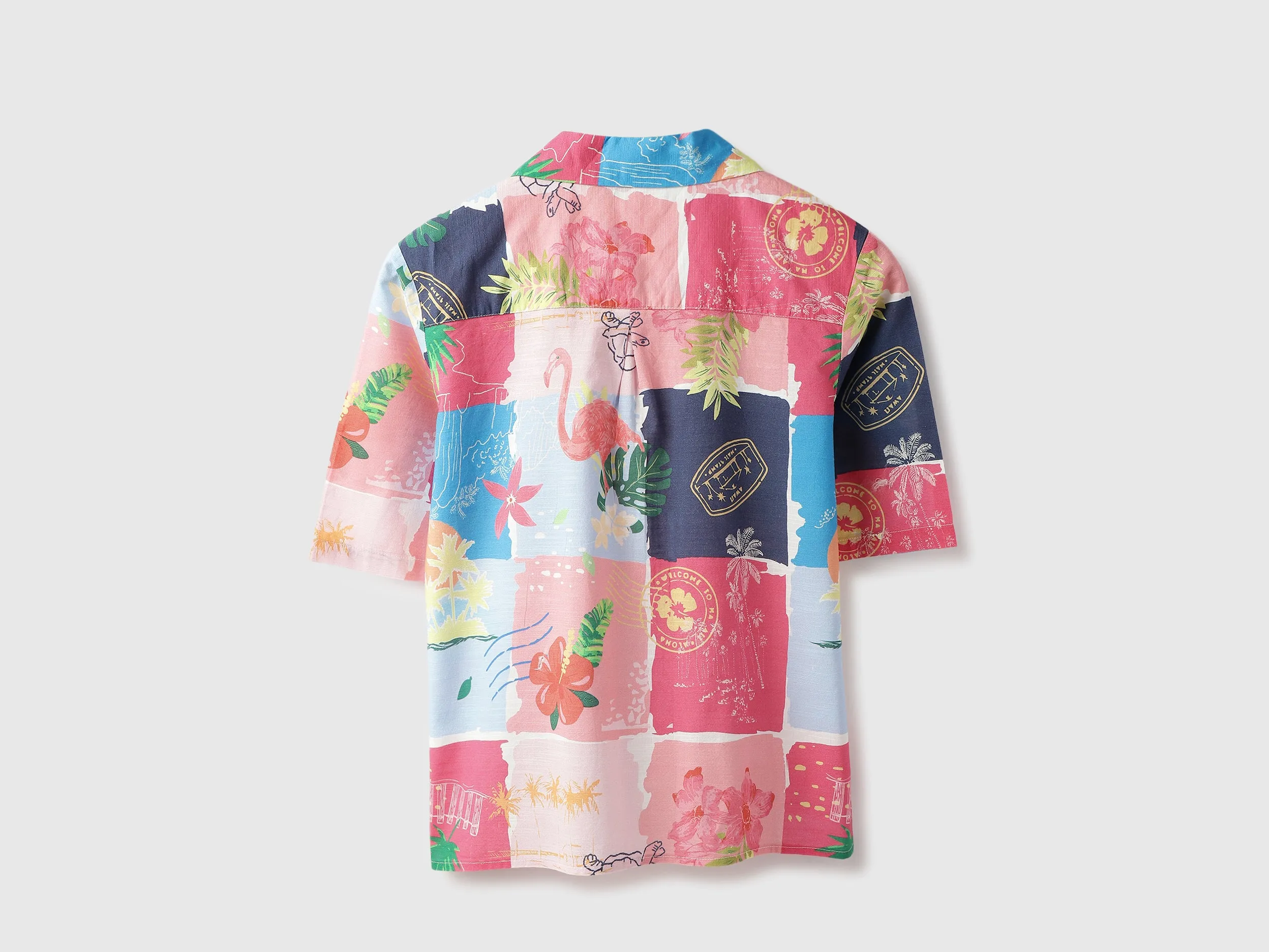 Resort Collar Scarf Print Shirt