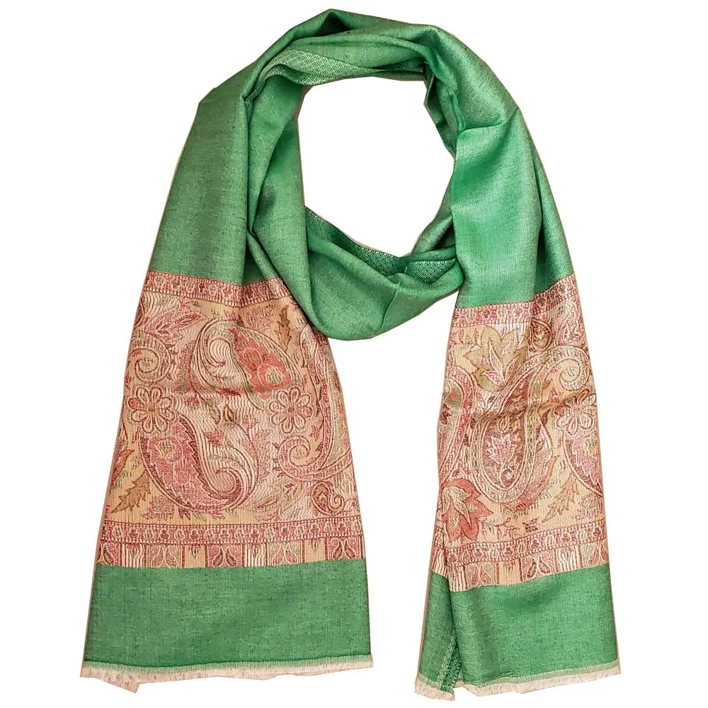 Reversible Faux Pashmina Fabric Silk Rayon Blend Paisley Design Image Scarf Shawl