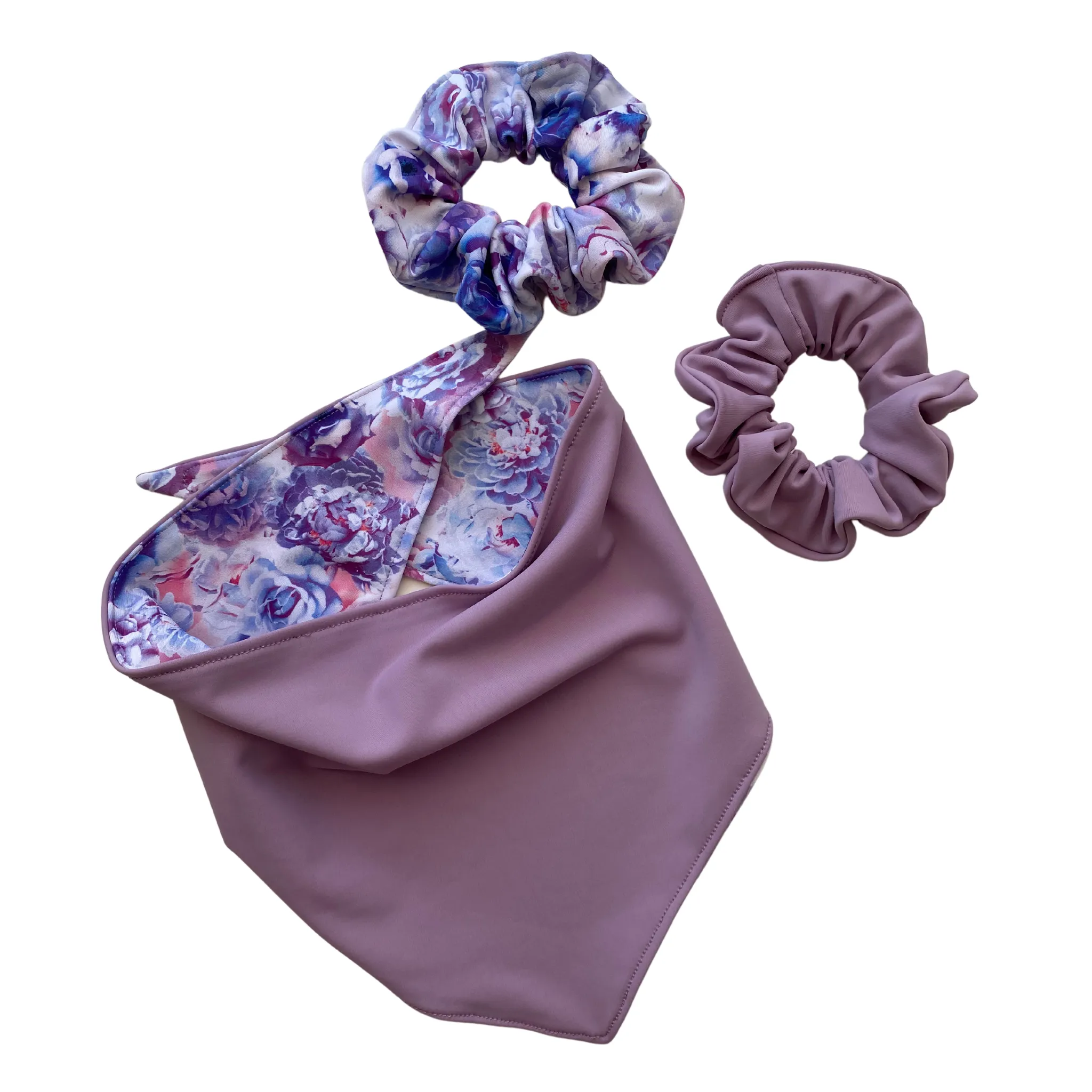 Reversible Lavender and Pastel Rose Print Dog Swim scARF