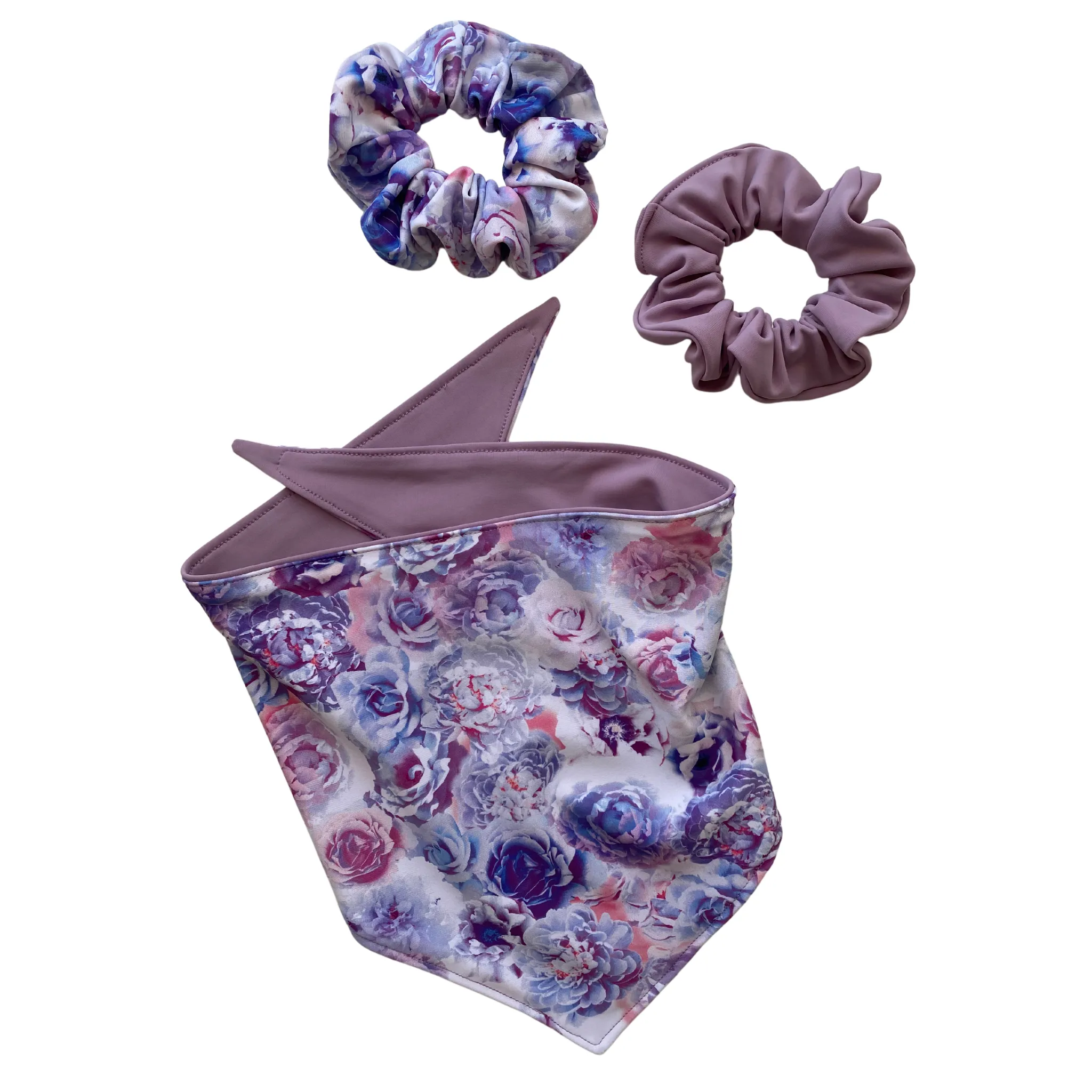 Reversible Lavender and Pastel Rose Print Dog Swim scARF