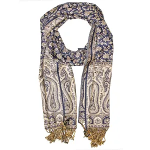 Reversible Scarf Pattern Patola Style Dark Paisley Print Botanical Shawl