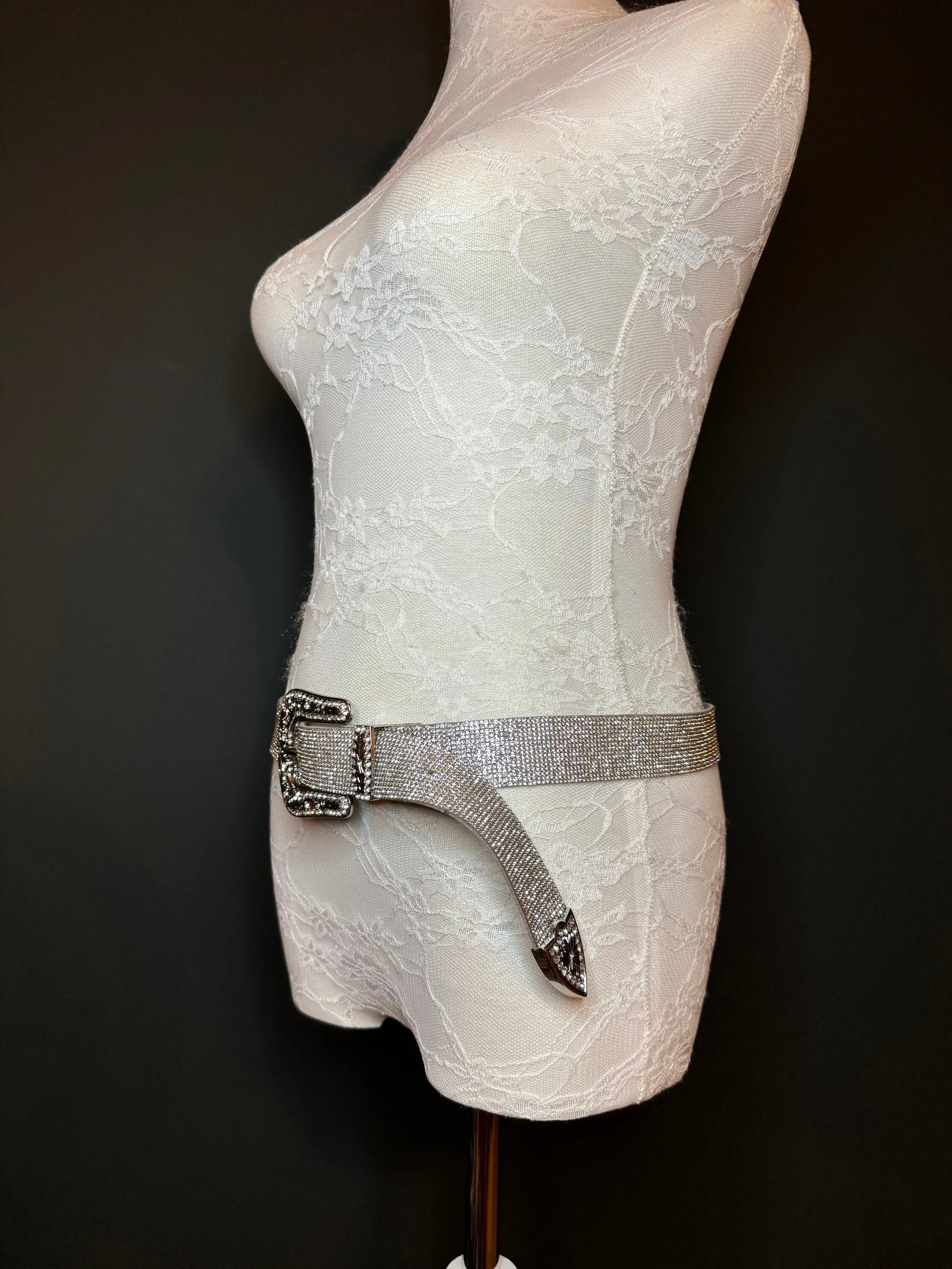 Rhinestone Belt, Diamanté Belt, Small, Medium, Large, Jeans Belt, Fan Design, Fan Collection, Silver Jewel Belt, Fashion Accessory, 1.5”Wide