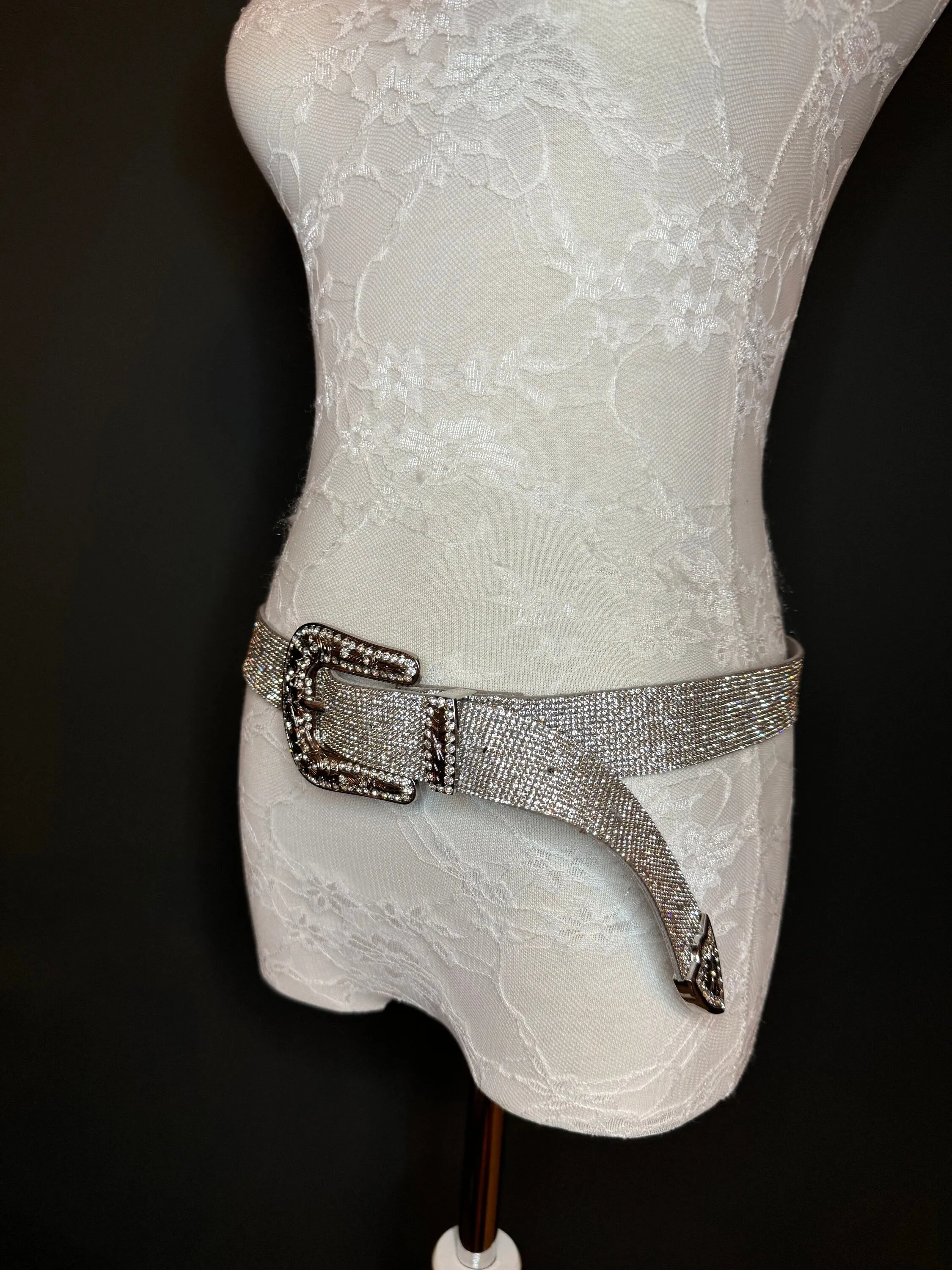 Rhinestone Belt, Diamanté Belt, Small, Medium, Large, Jeans Belt, Fan Design, Fan Collection, Silver Jewel Belt, Fashion Accessory, 1.5”Wide