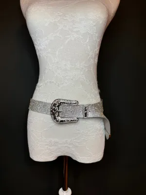 Rhinestone Belt, Diamanté Belt, Small, Medium, Large, Jeans Belt, Fan Design, Fan Collection, Silver Jewel Belt, Fashion Accessory, 1.5”Wide