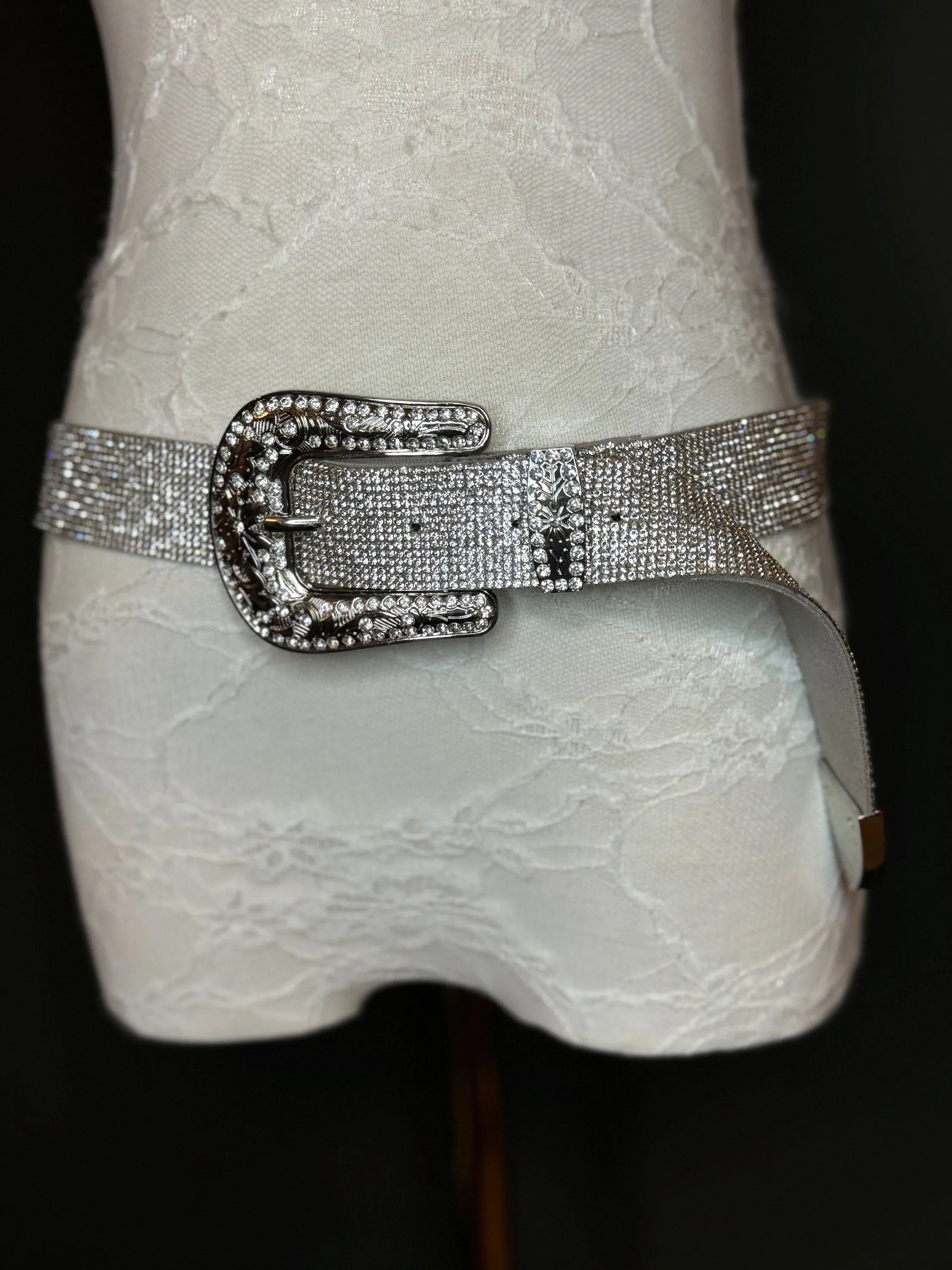 Rhinestone Belt, Diamanté Belt, Small, Medium, Large, Jeans Belt, Fan Design, Fan Collection, Silver Jewel Belt, Fashion Accessory, 1.5”Wide