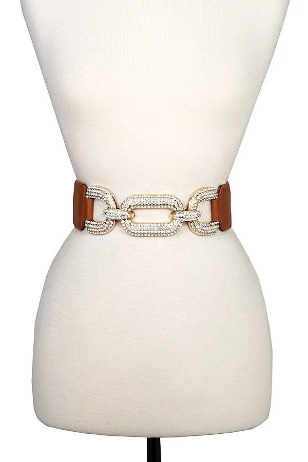 Rhinestone Chain Like Link Stretch Belt