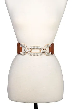 Rhinestone Chain Like Link Stretch Belt