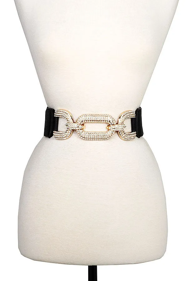 Rhinestone Chain Like Link Stretch Belt
