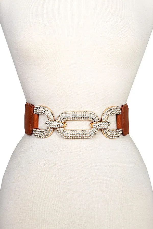 Rhinestone Chain Like Link Stretch Belt