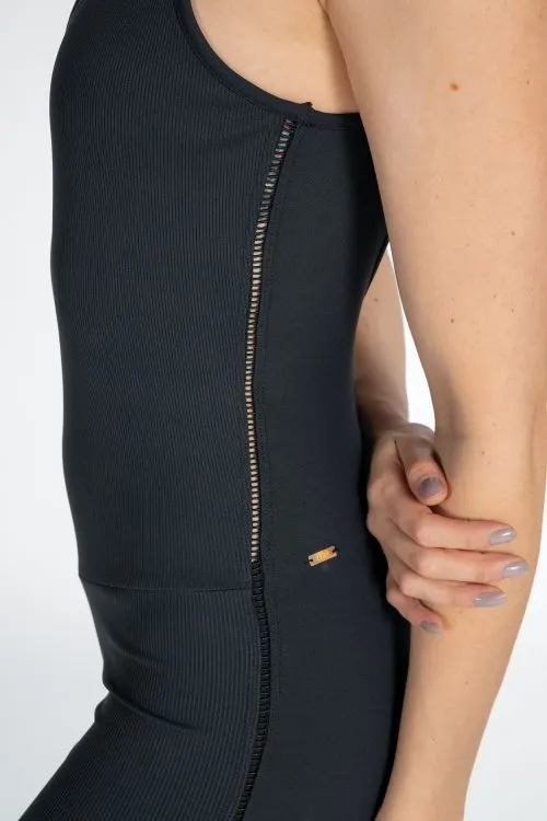 Rib Short Jumpsuit | Activewear | Black