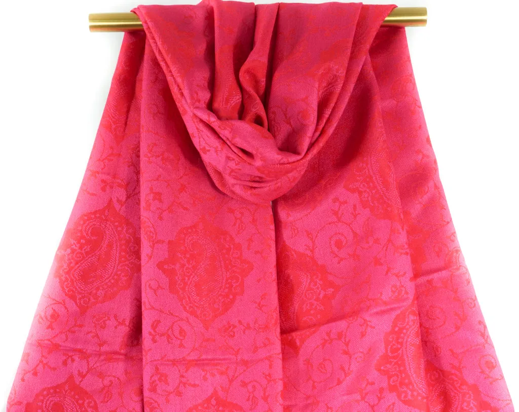 Rich Pink Royal Paisley Pashmina Scarf Bohemian Shawl