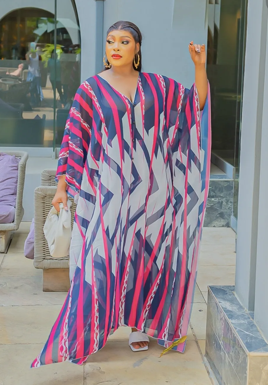 Rich Queen Colorblock- 2pc Geometric Design Kimono Top/Pant SET (NEW)