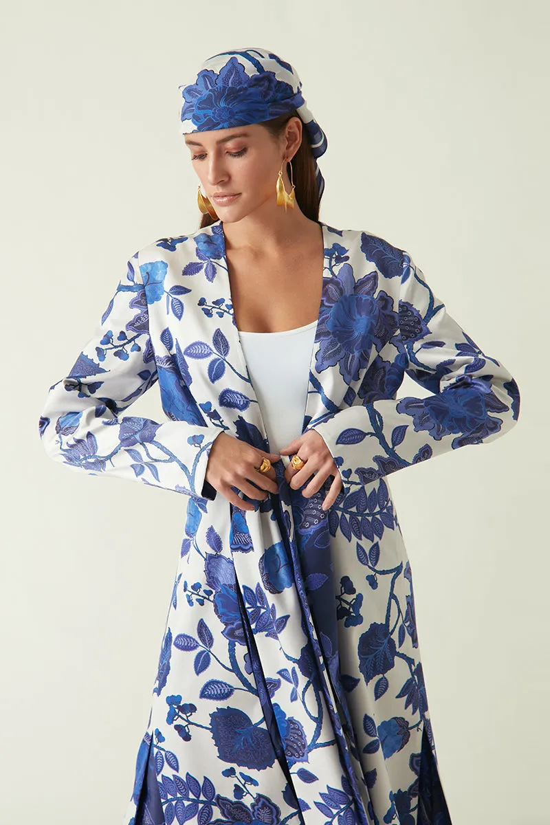Rockefeller Holidays I  Sempu Printed Scarf Fine Muslin White/Navy Java collection 30JV-78