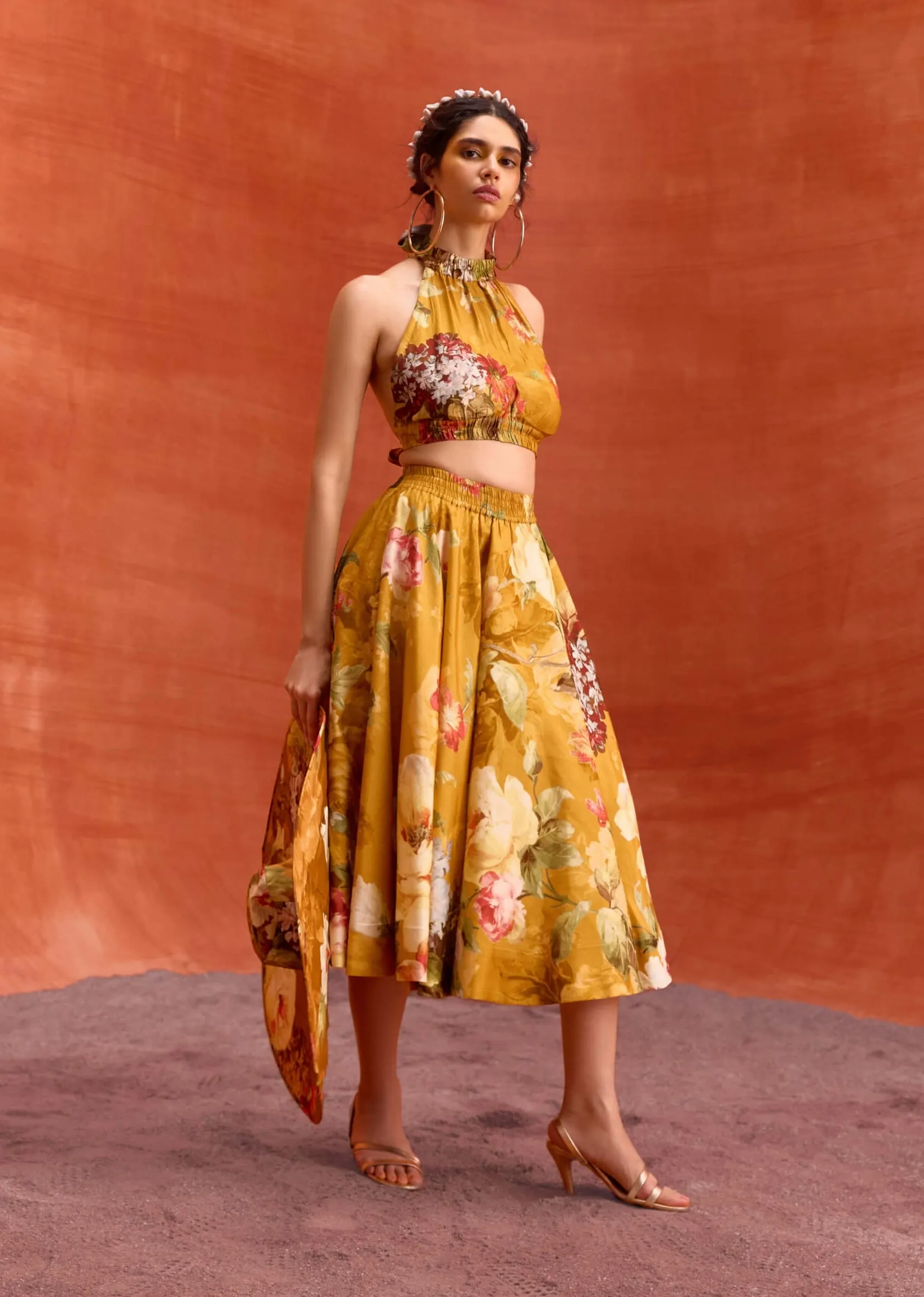 Rosalie mustard skirt and halter top