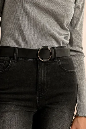 Round Buckle Belt - Black