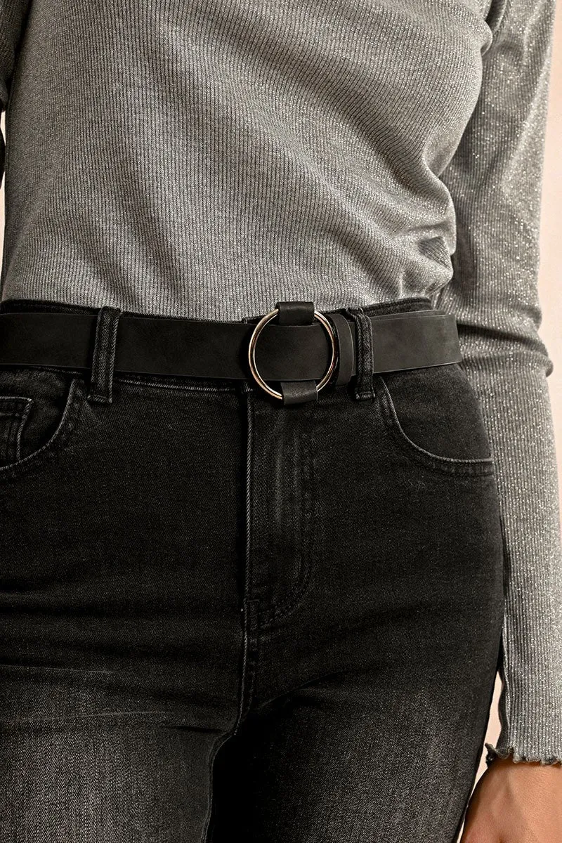 Round Buckle Belt - Black