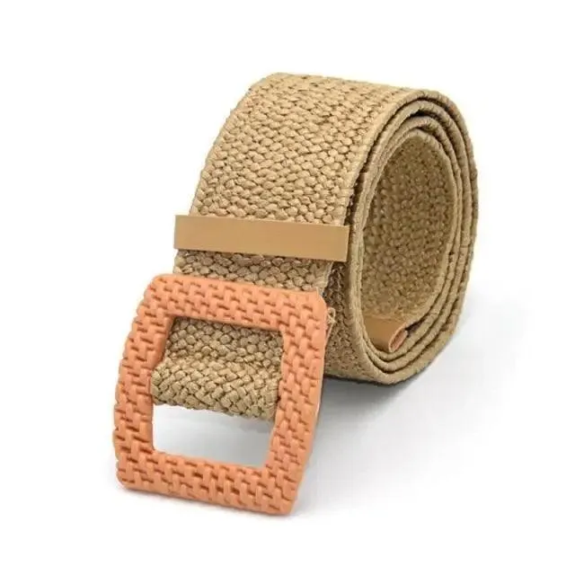 Round Wooden Smooth Buckle Waistbands For Women Vintage Design Skinny Dress Belt Charming Gift For Ladies