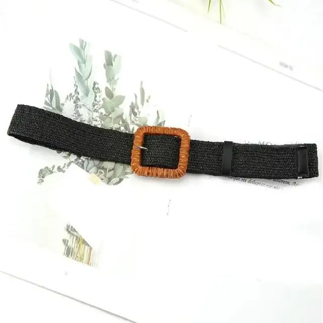 Round Wooden Smooth Buckle Waistbands For Women Vintage Design Skinny Dress Belt Charming Gift For Ladies