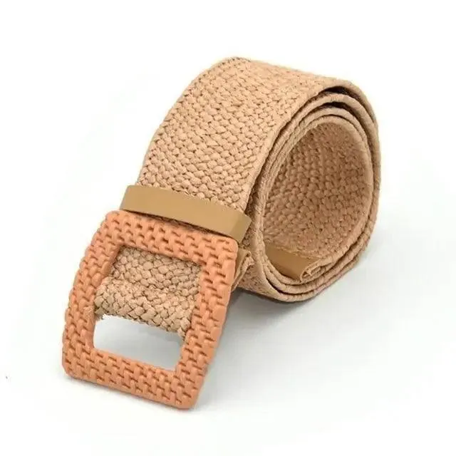 Round Wooden Smooth Buckle Waistbands For Women Vintage Design Skinny Dress Belt Charming Gift For Ladies