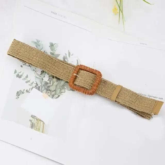 Round Wooden Smooth Buckle Waistbands For Women Vintage Design Skinny Dress Belt Charming Gift For Ladies